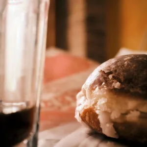 Kaffeepause mit Pfannkuchen in der Lounge